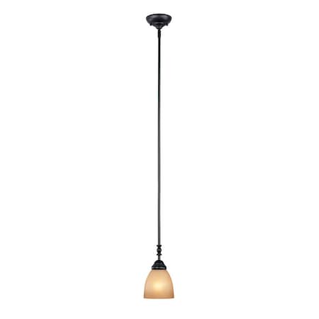 Designers Fountain Apollo 100 Watt 1 Light Oil Rubbed Bronze Mini Pendant with Amber Sandstone Shade 94030-ORB